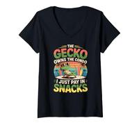 Women's The Gecko owns the condo; I just Pay in Snacks. Hawaii V-Neck T-Shirt