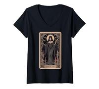 Womens The Glamour Ghoul Gothic Tarot Card Halloween Outfit V-Neck T-Shirt
