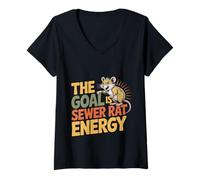 Womens The Goal is Sewer Rat Energy Chaotic Meme - V-Neck T-Shirt