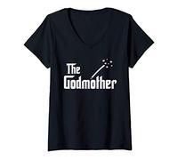 Womens The God Mother Funny Mother's Day Magic Mom Godmother gift V-Neck T-Shirt