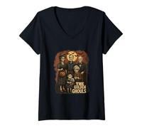 Womens The Golden Ghouls Skeleton Family Art V-Neck T-Shirt