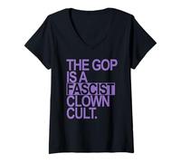 Womens The GOP is a Fascist Clown Cult (lavender) V-Neck T-Shirt
