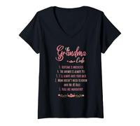 Women's The Grandma Code Funny Grandmother Grandparent V-Neck T-Shirt