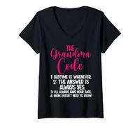 Womens The Grandma Code Mother's Day Grandmother Granny Grandmom V-Neck T-Shirt