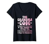 Womens The Grandma Code Mother's Day Grandmother Granny Grandmom V-Neck T-Shirt