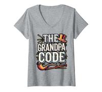 Womens The Grandpa Code Funny Rule List Design V-Neck T-Shirt