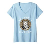 Women's The Great Catsby Funny Cat Lovers V-Neck T-Shirt