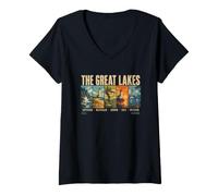 Women's The Great Lakes North America Travel Design V-Neck T-Shirt