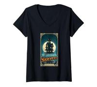 Womens The Great Night Spooky Haunted House Scene V-Neck T-Shirt