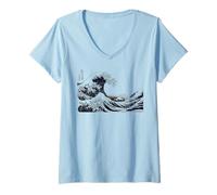 Women's The Great Wave Off Kanagawa Hokusai V-Neck T-Shirt