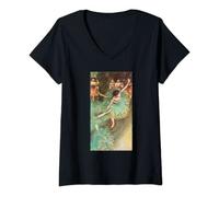 Womens The Green Dancer by Edgar Degas, Ballet Dance Ballerinas Art V-Neck T-Shirt