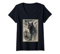 Womens The Grim, Black Shuck V-Neck T-Shirt