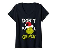 Women's The Grinch Xmas Pose Grumpy Santa Classic Merry Christmas V-Neck T-Shirt