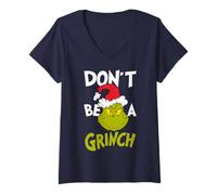 Women's The Grinch Xmas Pose Grumpy Santa Merry Christmas Classic V-Neck T-Shirt
