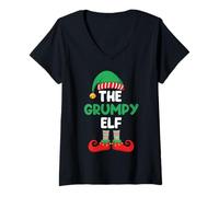 Womens The Grumpy Elf Shirt Funny Sarcastic Bah Humbug Pajama Top V-Neck T-Shirt