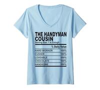 Womens The handyman cousin nutrition fact funny cousins men women V-Neck T-Shirt
