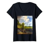 Womens The Hay Wain John Constable Romanticism Landscape Art V-Neck T-Shirt