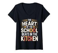 Womens The Heart of The School Beats in The Kitchen - V-Neck T-Shirt