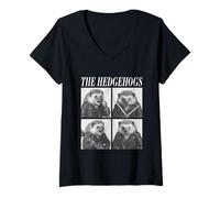 Womens The Hedgehogs Rockers Cool Animals Rock Music Emo Punk Band V-Neck T-Shirt