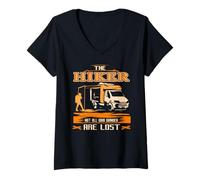 Womens The Hiker Not Everyone Who Roams is Lost Adventure V-Neck T-Shirt