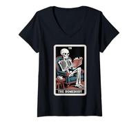 Women's The Homebody Tarot Card Indoorsy Funny Introvert V-Neck T-Shirt