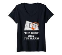 Womens The Hoop and The Harm B-Ball Player Foul Design V-Neck T-Shirt