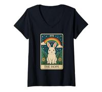 Womens The Hope Bunny Tarot - Minimalist LGBTQ+ Pride V-Neck T-Shirt