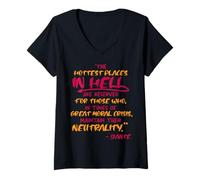 Womens The Hottest Places in Hell Maintain Neutrality Dante Quote V-Neck T-Shirt