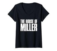 Womens The House of Miller Bold Family Pride Name Design V-Neck T-Shirt