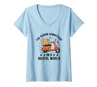Womens The Human Connection In A Digital World Delivery Guy Package V-Neck T-Shirt