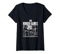 Womens The Hunger Games Black and White Katniss Action Movie V-Neck T-Shirt