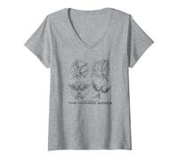 Womens The Hunger Games Mockingjay Icons Movie V-Neck T-Shirt