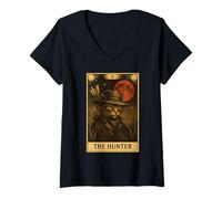 Womens The Hunter Cat Tarot V-Neck T-Shirt