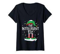 Women's The Intelligent Elf Christmas Family Matching Xmas Group V-Neck T-Shirt
