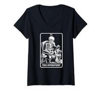 Women's The Introvert Tarot Card Indoorsy Men Introvert V-Neck T-Shirt