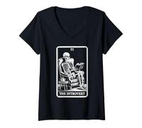 Women's The Introvert Tarot Indoorsy Antisocial Funny Introvert V-Neck T-Shirt