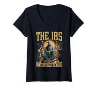 Womens The IRS Wants My Quest Rewards Funny Hard Wizard Bootleg V-Neck T-Shirt