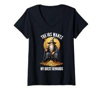 Womens The IRS Wants My Quest Rewards Halloween Funny Wizard Meme V-Neck T-Shirt
