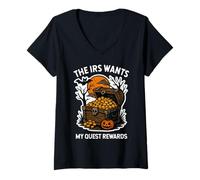 Womens The IRS Wants My Quest Rewards Halloween Funny Wizard Meme V-Neck T-Shirt
