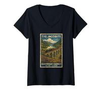 Womens The Jacobite Steam Rail Train V-Neck T-Shirt