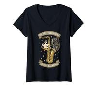 Women's The Jazzy Saxophone Groove Essentials Cool Duck Jazz V-Neck T-Shirt