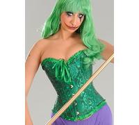 Womens The Joker Style Green Satin Corset Fancy Dress (Extra Large (UK 16-18))