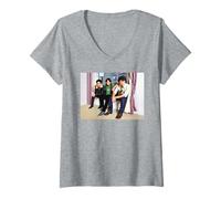 Womens The Jonas Brothers in London Promoting Camp Rock V-Neck T-Shirt