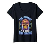 Womens The Jukebox Is The Original Vibe Curator, Vintage Jukebox V-Neck T-Shirt