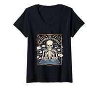 Womens The Keyboard Prophet Skeleton Typing Email Wizard V-Neck T-Shirt