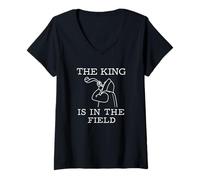 Womens The King is in The Field Jewish Rosh Hashana Elul Shofar V-Neck T-Shirt