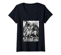 Womens The Knight, Death and The Devil by Albrecht Durer (1513) V-Neck T-Shirt