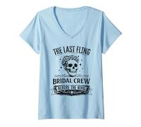 Women's The Last Fling Bridal Crew Gothic Bachelorette Party V-Neck T-Shirt