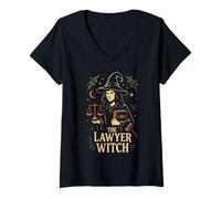 Womens The Lawyer Witch Fantasy Legal Magic Design V-Neck T-Shirt
