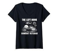 Women's The Left Hook Veterans Day M1 Abrams AH-64 Apache Gulf War V-Neck T-Shirt